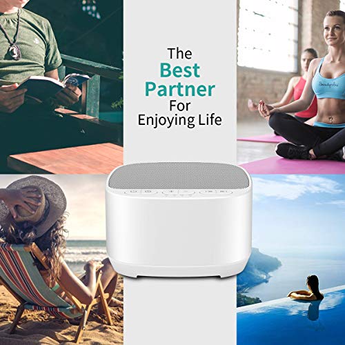 Magicteam Sleep Sound White Noise Machine with 40 Natural Soothing Sounds and Memory Function 32 Levels of Volume Powered by AC or USB and Sleep Timer Sound Therapy for Baby Kids Adults (B-White) - color: B-white