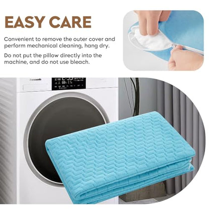 Small Shredded Memory Foam Pillow, Camping Pillow Travel Pillow - Compressible Medium Firm, Breathable Cover, Ideal Backpacking Hiking, Airplane and Car (Sky Blue, M) - color: Sky Blue, size: M-17.7 X 13.8 Inch