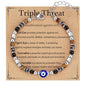 Triple Threat Protection Bracelet for Women,Evil Eye Natural Healing Crystal Beaded Bracelet for Protection - style: Evil Eye Bracelet