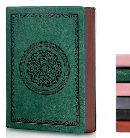 Fetinar 300 Pages Leather Blank Journal Notebook,Softcover Leather Blank Journal Notebook for Women Men,300 Pages Notebook for Work,Office,School Note Taking,5.7'' X 8.3'',green - color: Green, style: Plain-A5