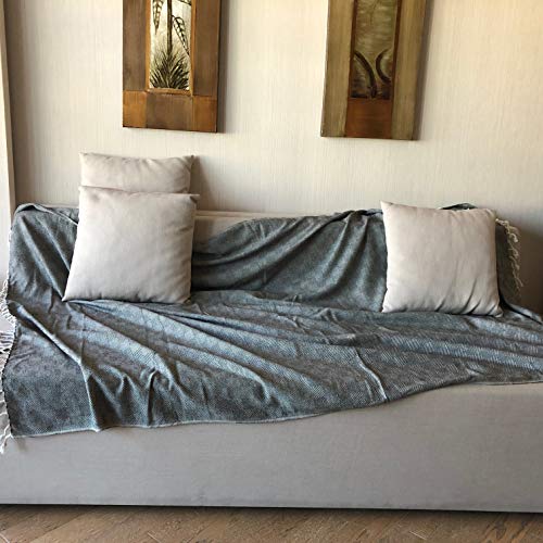 Bersuse 100% Cotton Milas XL Throw Blanket for Couch - 100% Cotton Lightweight Durable Throw Blanket, Big Blanket for Sensitive Skin, Decorative and Versatile - 60x90 Inches, Grey