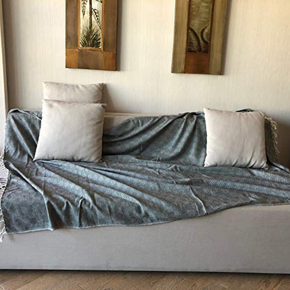 Bersuse 100% Cotton Milas XL Throw Blanket for Couch - 100% Cotton Lightweight Durable Throw Blanket, Big Blanket for Sensitive Skin, Decorative and Versatile - 60x90 Inches, Grey