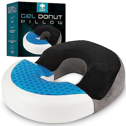 Gel Donut Pillow | Lifting Cushion | Donut Cushion for Tailbone Hemorrhoid Cushion Coccyx Sciatica Pregnancy Cushion (Grey/Black Velvet) - color: Grey/Black Velvet