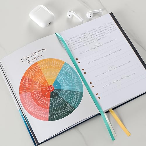 90-Day Guided Mental Health Journal with Daily Prompts for Anxiety, Stress Relief & Self Care – Mindfulness, Healing & Emotional Wellness – Cover Made from Recycled Ocean Plastic - color: Blue, White