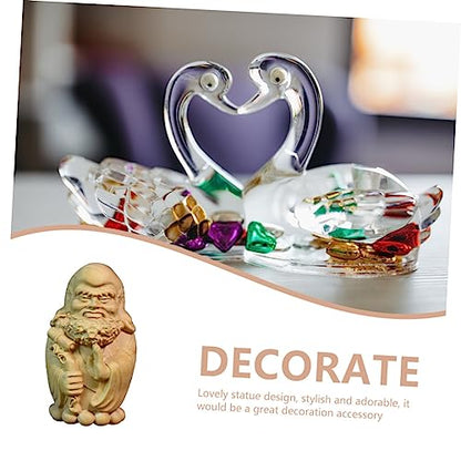 PRETYZOOM Bodhidharma Statue Wooden Decor Zen Garden Adornment Asian Style Figurines for Office Bookshelf