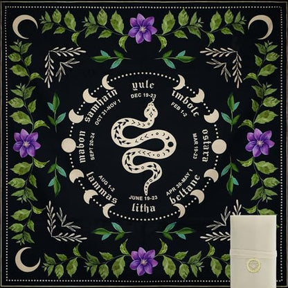 Knana Tarot Altar Cloth Mat - Silk for Reading - Witchcraft Accessories - Tarot Card Bag (Black Snake) - color: Black Snake