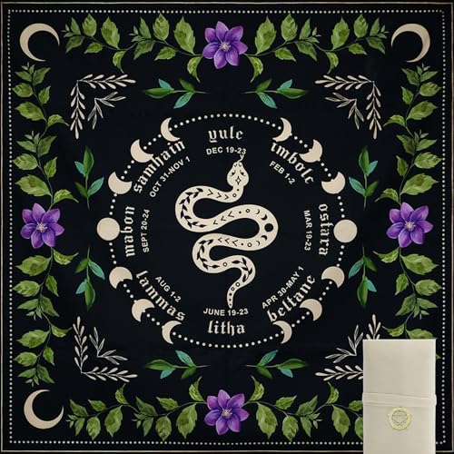 Knana Tarot Altar Cloth Mat - Silk for Reading - Witchcraft Accessories - Tarot Card Bag (Black Snake) - color: Black Snake