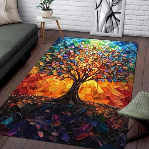 Tree of Life Area Rug – Boho Spiritual Nature Carpet for Living Room, Bedroom, Meditation – Soft Non-Slip Floor Mat for Home Decor – Abstract Art Style Modern Accent Rug (Tree of Life 01) - color: Tree of Life 01