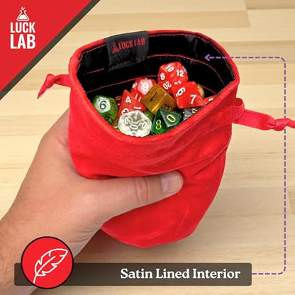 Velvet Drawstring Dice Bag - Set of Three Colors - Dungeons and Dragons Fabric/Standing Cotton Fabric Dice Bags/D&D Dice Pouch/Small Pouch/Velvet Jewelry Bag (Red, Black, Grey)
