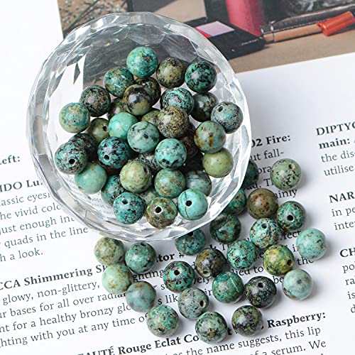AD Beads 8mm Natural Round Loose Beads 110 Pieces, for Making 108 Mala Prayer Beads Necklace, Bracelet & Yoga Meditation, Jewelry Design (African Turquoise) - color: African Turquoise, size: 8mm-110pcs