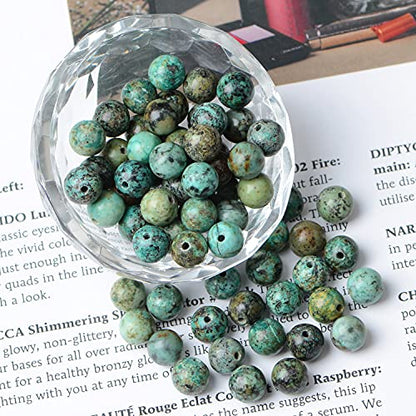 AD Beads 8mm Natural Round Loose Beads 110 Pieces, for Making 108 Mala Prayer Beads Necklace, Bracelet & Yoga Meditation, Jewelry Design (African Turquoise) - color: African Turquoise, size: 8mm-110pcs