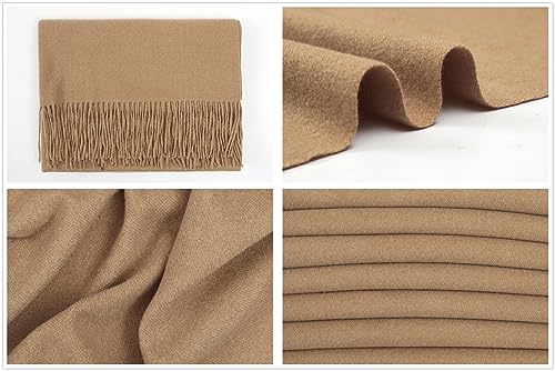 RIIQIICHY Winter Scarfs for Women Pashmina Shawls Wraps for Evening Dresses Large Warm Soft Scarves - color: Camel