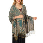 MUQU Women Pashmina Shawls and Wraps Scarf Soft Silky Reversible Paisley Scarves Shawl for Women - color: Green+orange
