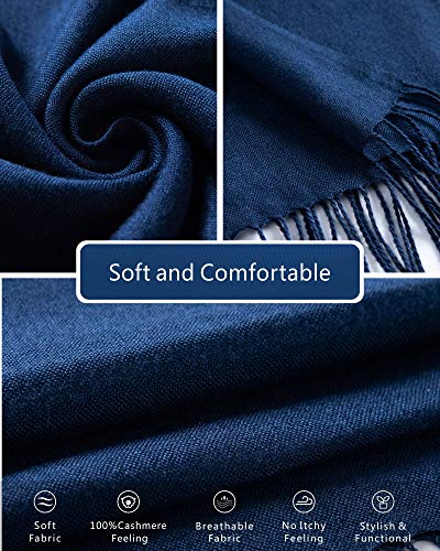 EURKEA Women's Scarf Pashmina Silky Soft Shawls Wraps Stole for Evening, Wedding and Gift - color: Medium Indigo