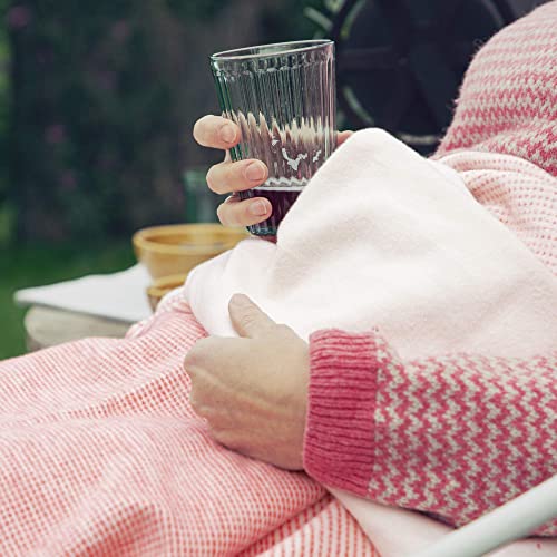 IBENA Salerno 100% Organic Cotton Cuddly Soft Jacquard Woven Ombre Throw Blanket (Salmon) - color: Orange