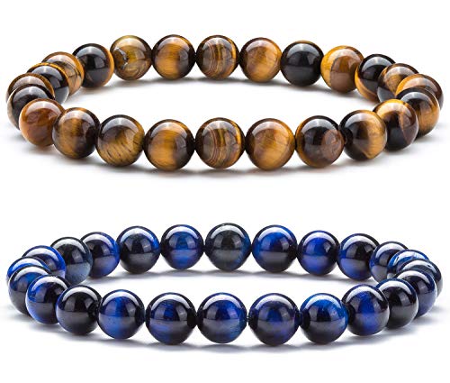 Men Women 8mm Natural Stone Lava Rock Diffuser Bracelet Elastic Yoga Agate Beads Bracelet Bangle - color: Set 5