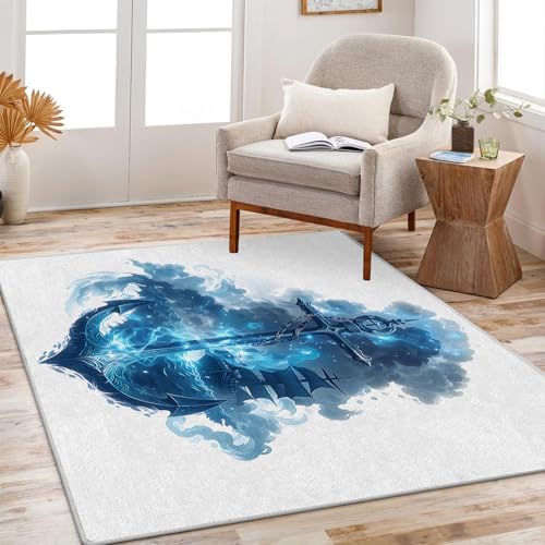 Yoga Silhouette 5x5 Area Rug - Washable & Non Slip 5' Square Meditation Rugs, Soft Low Pile Accent Carpet - White Flower Rug for Living Room, Bedroom, Dining Room, Kitchen, Office, Home Decor - Black - color: Deep Black -93, size: 5' x 5' (Square)