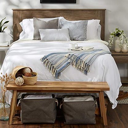 DII Braided Striped Decorative Throw Blanket, 50x60, Stonewash Blue - color: Stonewash Blue