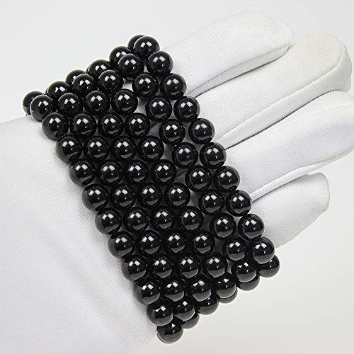 MJDCB Featured Men Women 8mm Beads Bracelet Elastic Natural Stone Yoga Bracelet Bangle 6.7" - color: Black Tourmaline