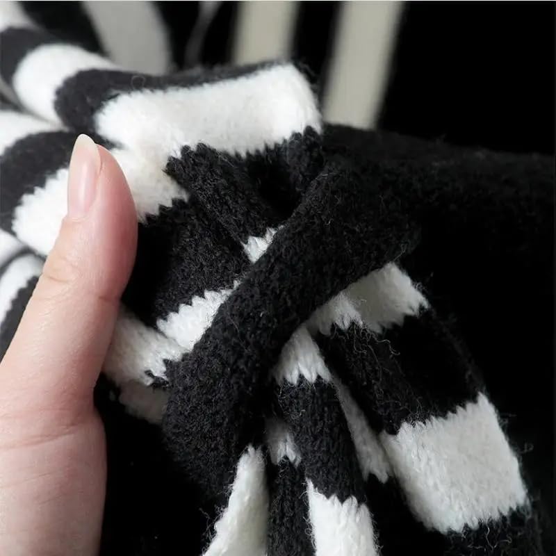 Women Pashmina Shawl Wraps Knitted Shawls and Wraps Cardigan Cape Wool Cashmere Shoulder Top Sweater Shawl Scarf - color: Stripe Black
