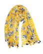 YOUR SMILE Large Boho Scarf for Women Lightweight Floral Printed Scarves Fall Winter Fashion Fringed Shawl wraps - color: 05 Yellow Blue Flower