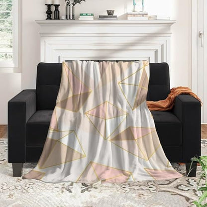 Generic Fuzzy Plush Flannel Blanket, 50"x40", Pink, Geometric Pattern, Heavy Weight, Throw Blanket, Perfect for Reading, Napping, Camping, Travel - color: Pattern (127), size: 50"x40"