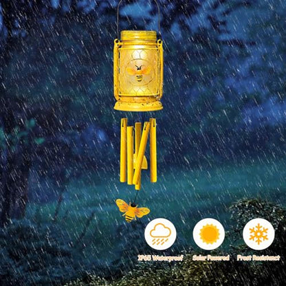 2 Pack Solar Bee Wind Chimes for Outside for Mom Women Grandma,Solar Bee Mason Jar Wind Chime Light Unique Hanging Wind Chimes Outdoor,IP65 Waterproof, for Yard Garden Terrace - size: 2 pack-bee jar wind chime