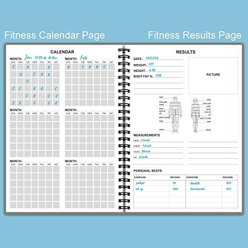 Fitness Planner for Women & Men - A5 Workout Log Book/Exercise Log to Track Weight Loss, Gym, Bodybuilding Progress - Daily Health & Wellness Journal, 5.8X8.25 In Workout Book - style: Grey