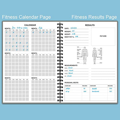 Fitness Planner for Women & Men - A5 Workout Log Book/Exercise Log to Track Weight Loss, Gym, Bodybuilding Progress - Daily Health & Wellness Journal, 5.8X8.25 In Workout Book - style: Grey