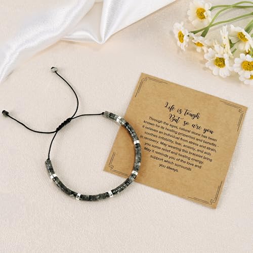 VIBILIA Get Well Gifts for Women, Inspirational Gifts Natural Stone Healing Bracelet, Thinking of You Encouragement Strength Bracelets for Women on Birthday Valentine's Day Easter Mother's Day - color: H. Hawk's Eye