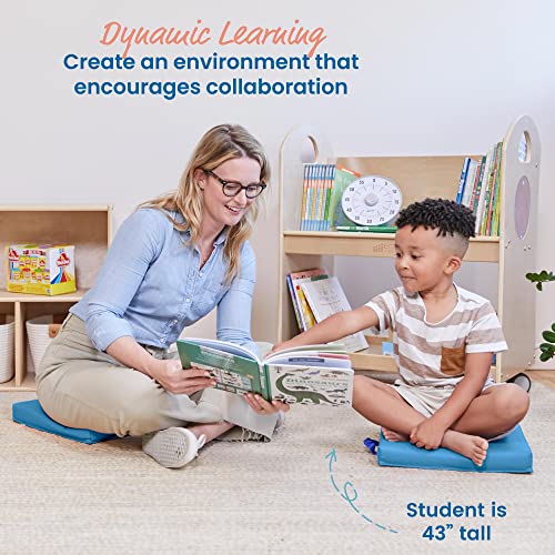 ECR4Kids SoftZone Floor Cushions, Square, Flexible Seating, French Blue, 6-Piece - color: French Blue