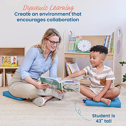 ECR4Kids SoftZone Floor Cushions, Square, Flexible Seating, French Blue, 6-Piece - color: French Blue