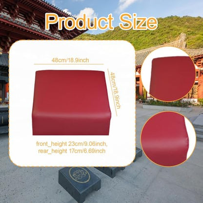 Colaxi Meditation Bench Prayer Cushion for Knees Portable Wooden PU Leather Kneeler Pad Kneeling Stool Meditation Cushion for Indoor