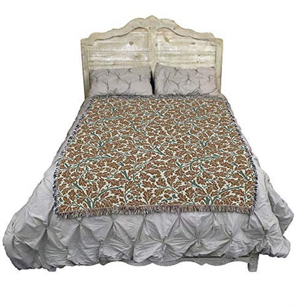 Pure Country Weavers William Morris Oak Tree Bark Blanket - Arts & Crafts - Gift Tapestry Throw Woven from Cotton - Made in the USA (72x54) - color: Bark, size: Large
