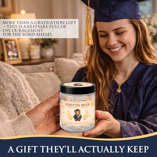 Class Of 2026 Positive Bear Jar, 60 Positive Affirmation Cards, Funny Graduation Gifts 2026 for Daughter Son Him Her College High Middle Congrats Grad Gifts for Friends Student - color: Positive Bear