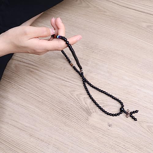COAI 108 Japa Mala 7 Chakra Stone Wrap Bracelet Necklace - style: Onyx