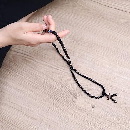 COAI 108 Japa Mala 7 Chakra Stone Wrap Bracelet Necklace - style: Onyx