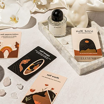 Travel Size Self Love Affirmation Cards, 30 Cards for Daily Mindfulness & Meditation, Hand-drawn Illustrations, Motivational, Self Care & Spiritual Gifts For Women & Teens