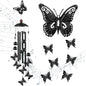 35" Christmas Butterfly Wind Chimes for Outside Garden Decor with 4 Aluminum Tubes and 6 Charming Bells for Patio Porch Yard Decor, Christmas Gifts for Women Mom Grandma(Black)