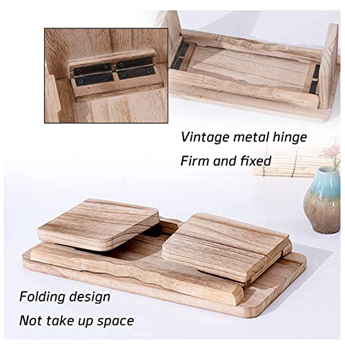 Meditation Bench Portable, Meditation Stool Kneeling with Foldable Legs Hinges Yoga Benches Ergonomic Bamboo Wooden Chair Folding Prayer Seat for Deeper Meditation(Color:Wood Color)