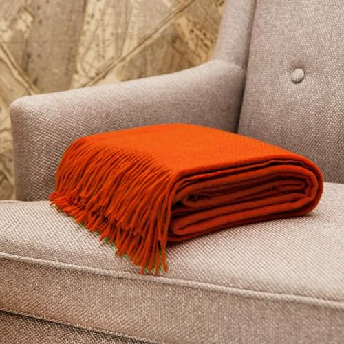 CUDDLE DREAMS Premium Cashmere Throw Blanket with Fringe, Luxuriously Soft (Persimmon) - color: Persimmon