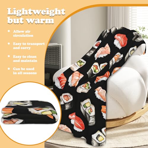 Sushi Food Lightweight Flannel Bedding Blanket,Washable Fleece Throw Blanket for Bed, Couch, Sofa, Camping,60''x 50'' - color: Sushi, size: 50" X 60"