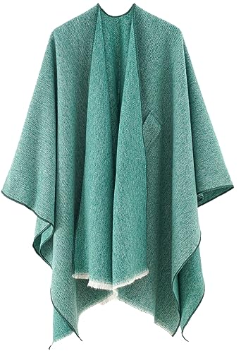 Women's Shawls Wrap Poncho Soft Capes Open Front Cardigan Large Blanket Wraps Shawl Knitted Cloak Cardigan Warm - color: New-green