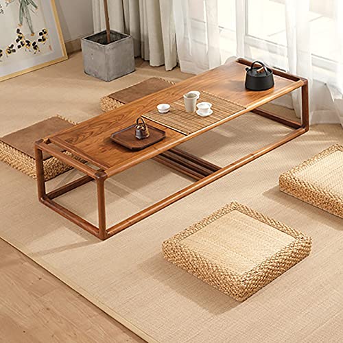 K.LSX Handmade Meditation Cushion Yoga Floor Mat Cushion,Woven Straw Tatami Seat Cushion Round Solid Wood Frame Seat Cushion,Japanese Futon Seat Cushion-Cool mat b 50x50x10cm(20x20x4inch)