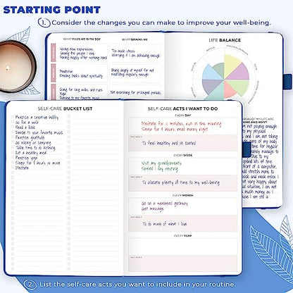 Clever Fox Self-Care Journal – Daily Reflection Notebook – Mental Health & Personal Development Planner, Meditation & Mood Log, A5 (Mystic Blue) - color: Mystic Blue, size: A5 (5.8'' x 8.3'')