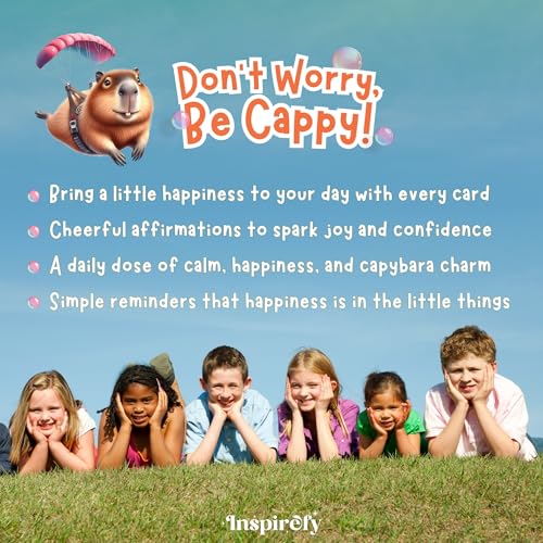 50 Capybara Affirmation Cards – Positive Messages for Happiness, Gratitude, Confidence & Mindfulness – Illustrated Self-Care Deck with Display Stand – Gift for Kids, Teens, Adults & Capybara Lovers - style: Don’t Worry, Be Cappy