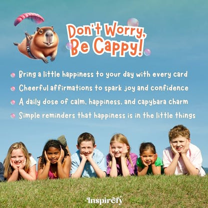 50 Capybara Affirmation Cards – Positive Messages for Happiness, Gratitude, Confidence & Mindfulness – Illustrated Self-Care Deck with Display Stand – Gift for Kids, Teens, Adults & Capybara Lovers - style: Don’t Worry, Be Cappy