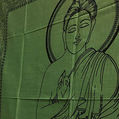 Buddha Indian Cotton Yoga Meditation Prayer Altar Cloth (40" x 40") (Olive Green) - color: Olive Green