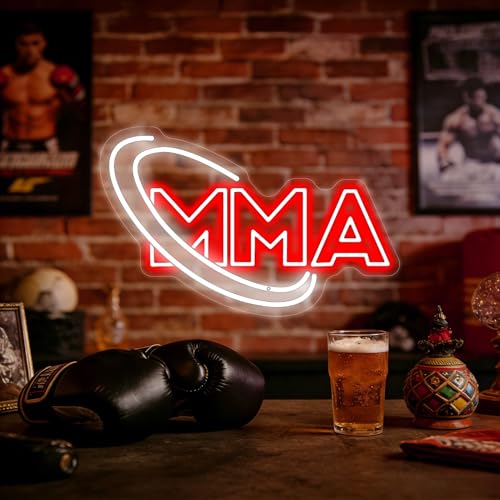 MMA Neon Sign, Wrestling Neon Sign, UFC Mixed Martial Arts Led Light For Gaming Bedrooms, Match Parties, Sports Fan Gifts, Wrestling Gifts, Boxing Club, Gym Decor and Man Cave-17.7"x11.2" - color: MMA