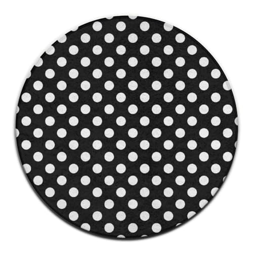 Large Home Decor Mat, Soft Round Yoga Carpet, Non-Slip Machine Washable Home Office Circle Rug Compatible with White Black Polka Dots - color: Color151, size: 24inch(60cm)